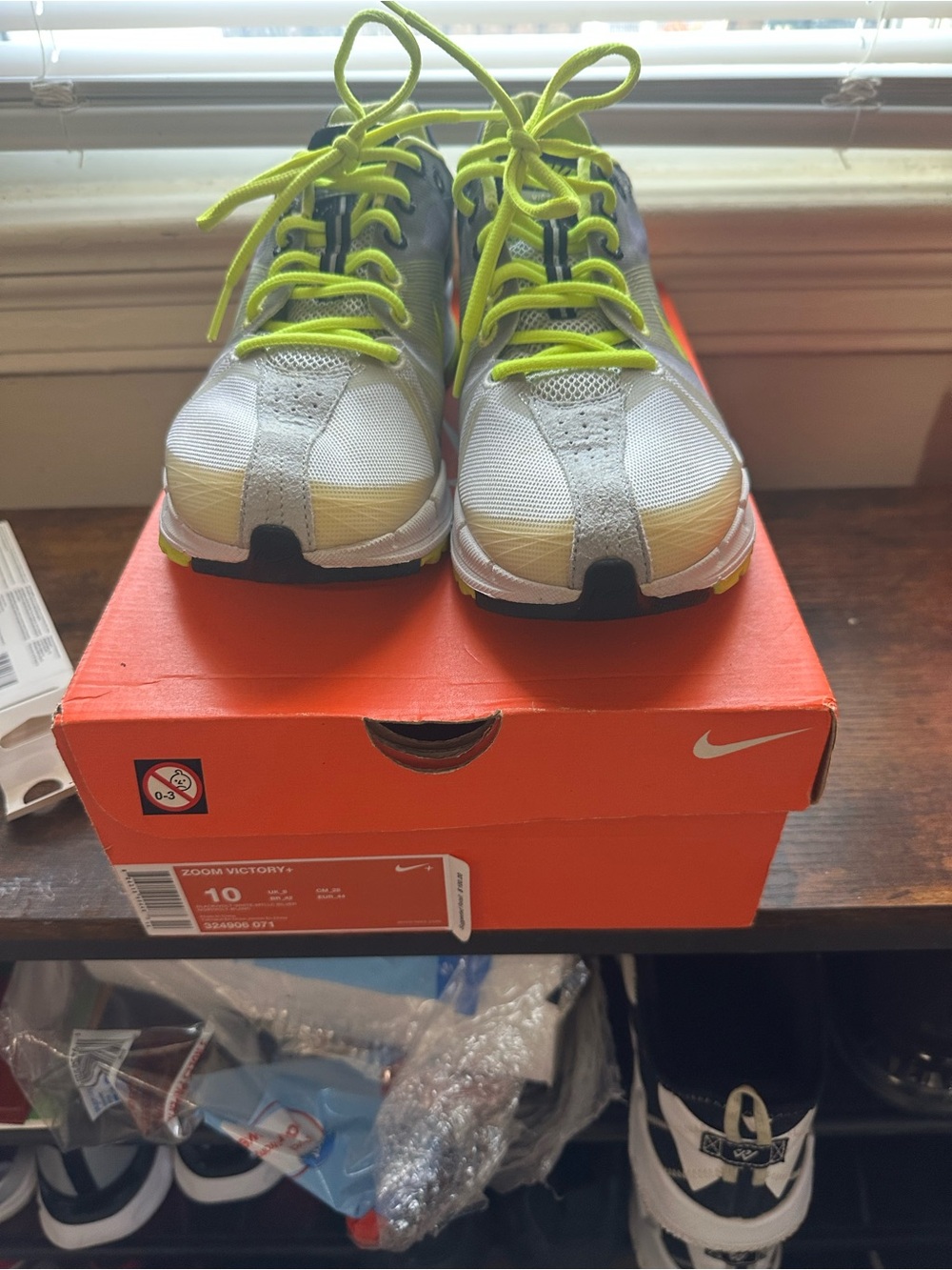 Nike Men's White Athletic Sneakers with Neon Yellow Accents